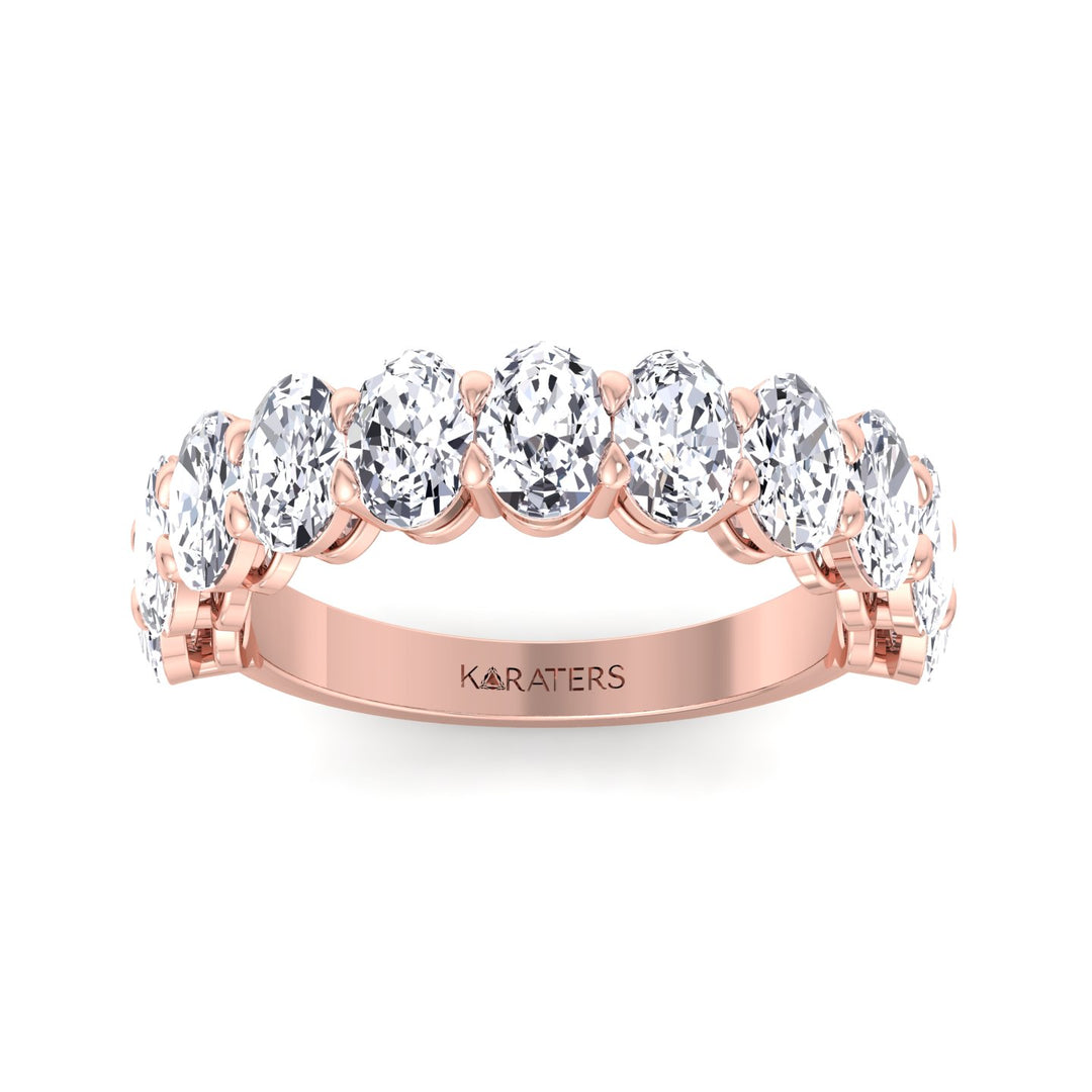 Llívia-Oval Lab Rose Gold Diamond Semi/Halfway Eternity Band, Top Down