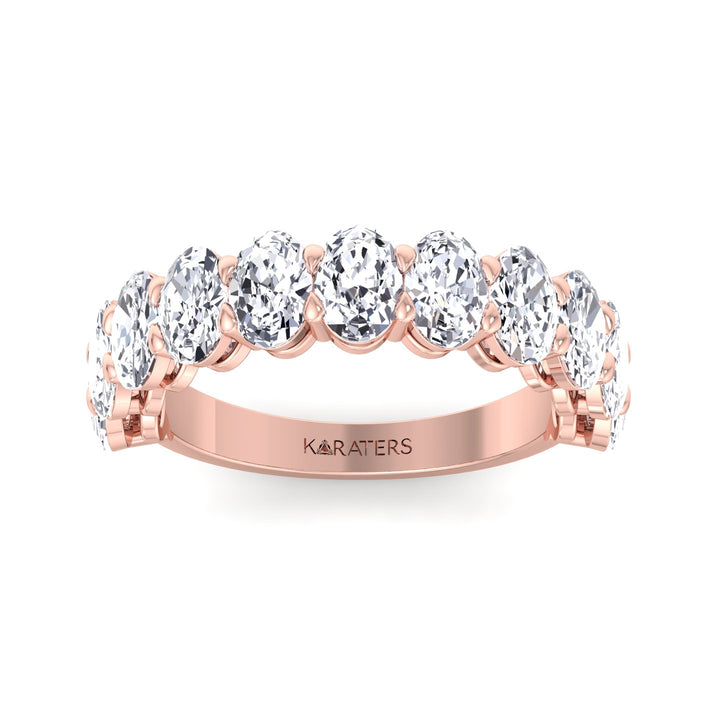 Llívia-Oval Lab Rose Gold Diamond Semi/Halfway Eternity Band, Top Down