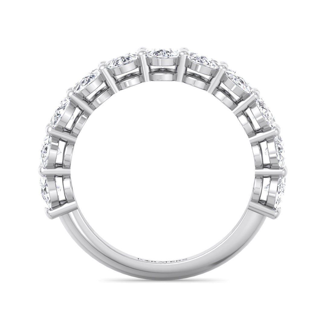 Llívia-Oval Lab White Gold Diamond Semi/Halfway Eternity Band, Profile