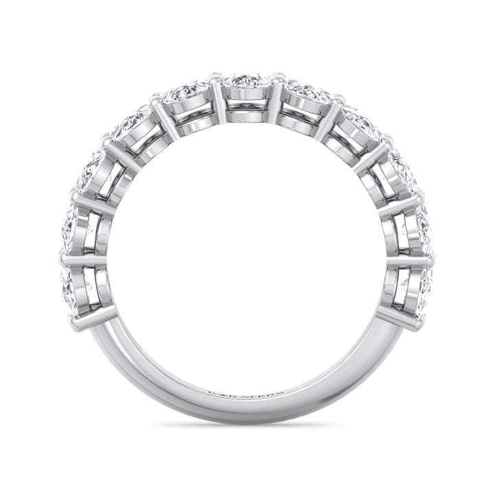Llívia-Oval Lab White Gold Diamond Semi/Halfway Eternity Band, Profile