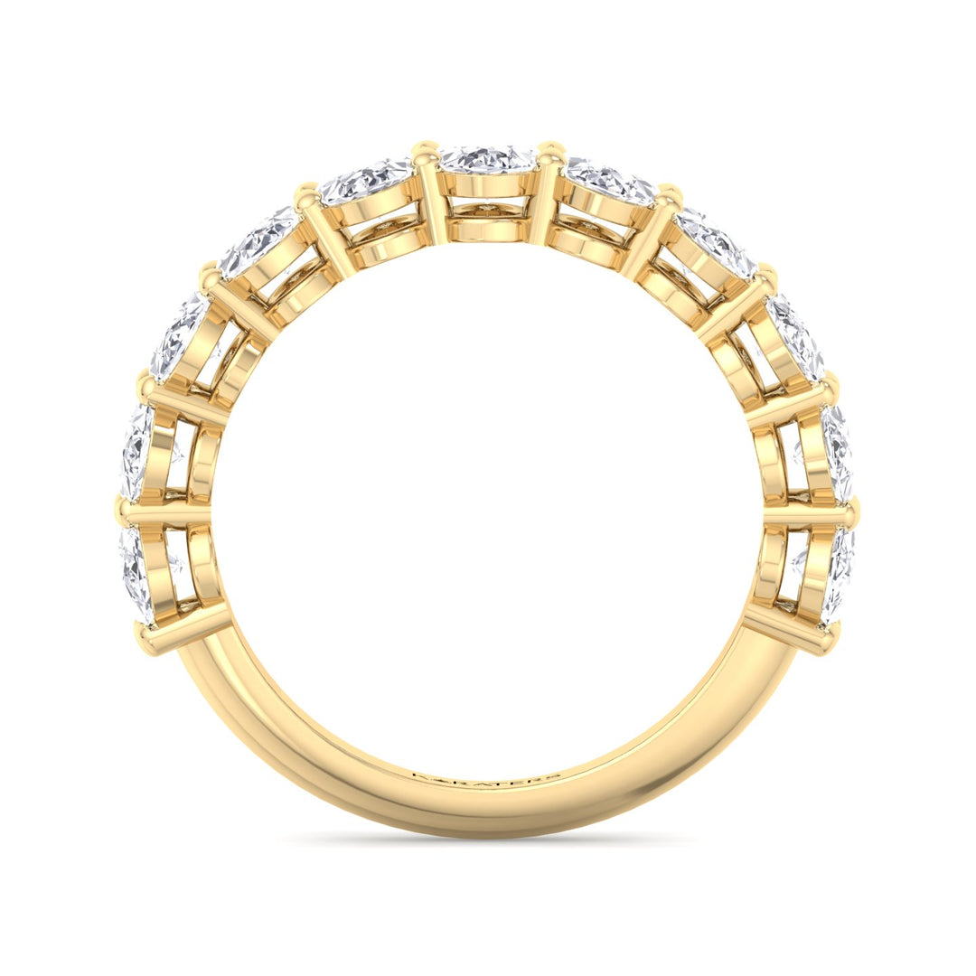 Llívia-Oval Lab Yellow Gold Diamond Semi/Halfway Eternity Band, Profile