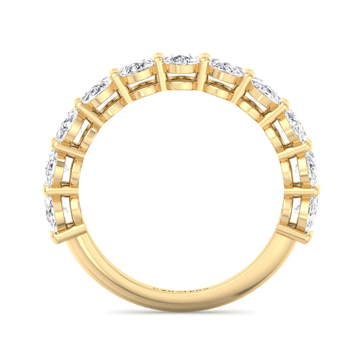 Llívia-Oval Lab Yellow Gold Diamond Semi/Halfway Eternity Band, Profile