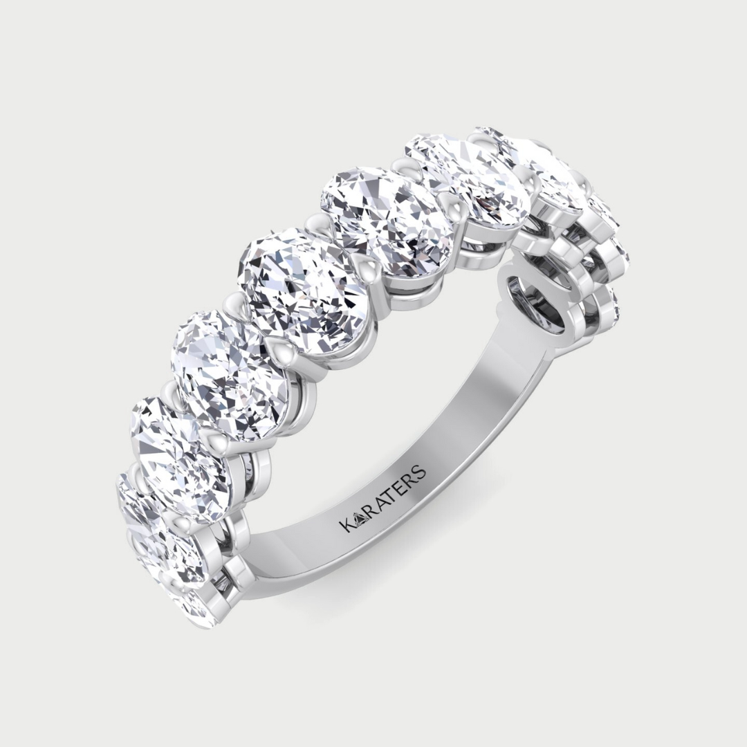 Llívia - Oval Cut Lab Grown Diamond Semi/Halfway Eternity Band