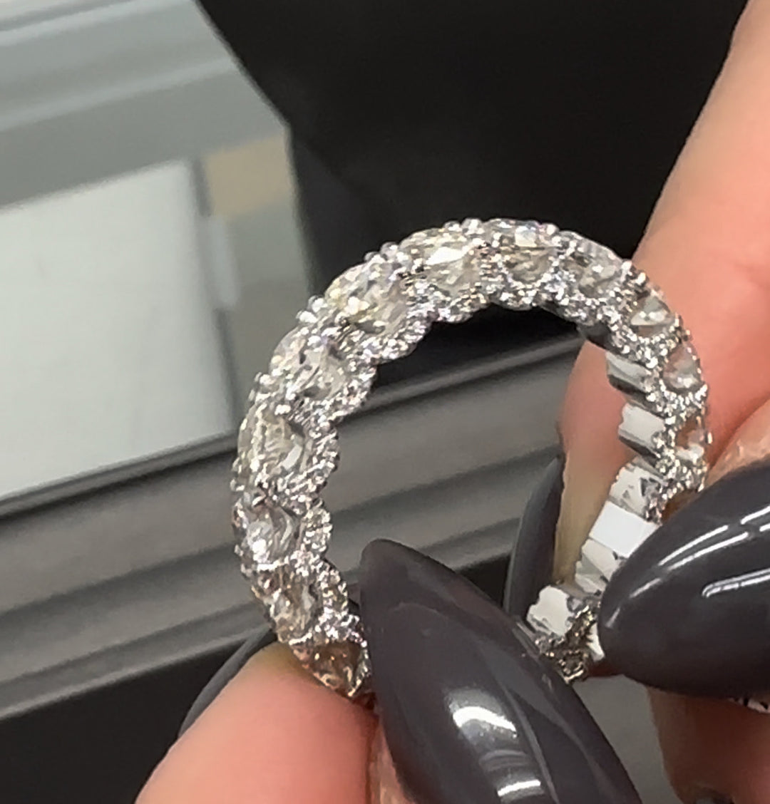 Luarca-Round Lab White Gold Diamond Eternity Band, Female Finger