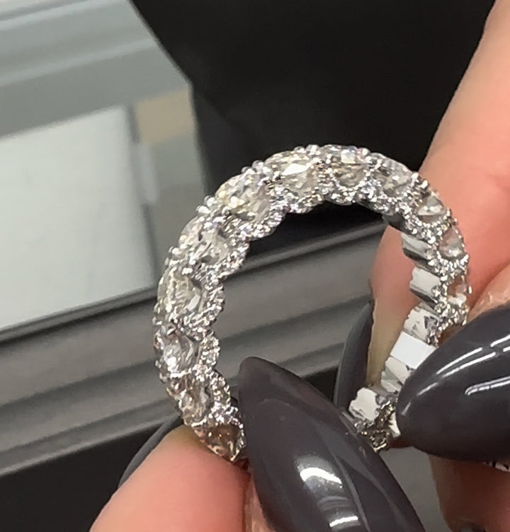 Luarca-Round Lab White Gold Diamond Eternity Band, Female Finger