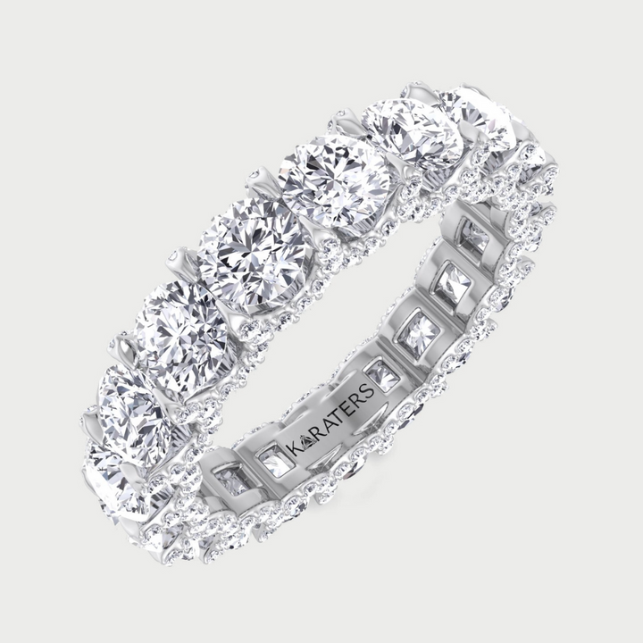 Luarca - Round Cut Lab Grown Diamond Eternity Band With Hidden Halo