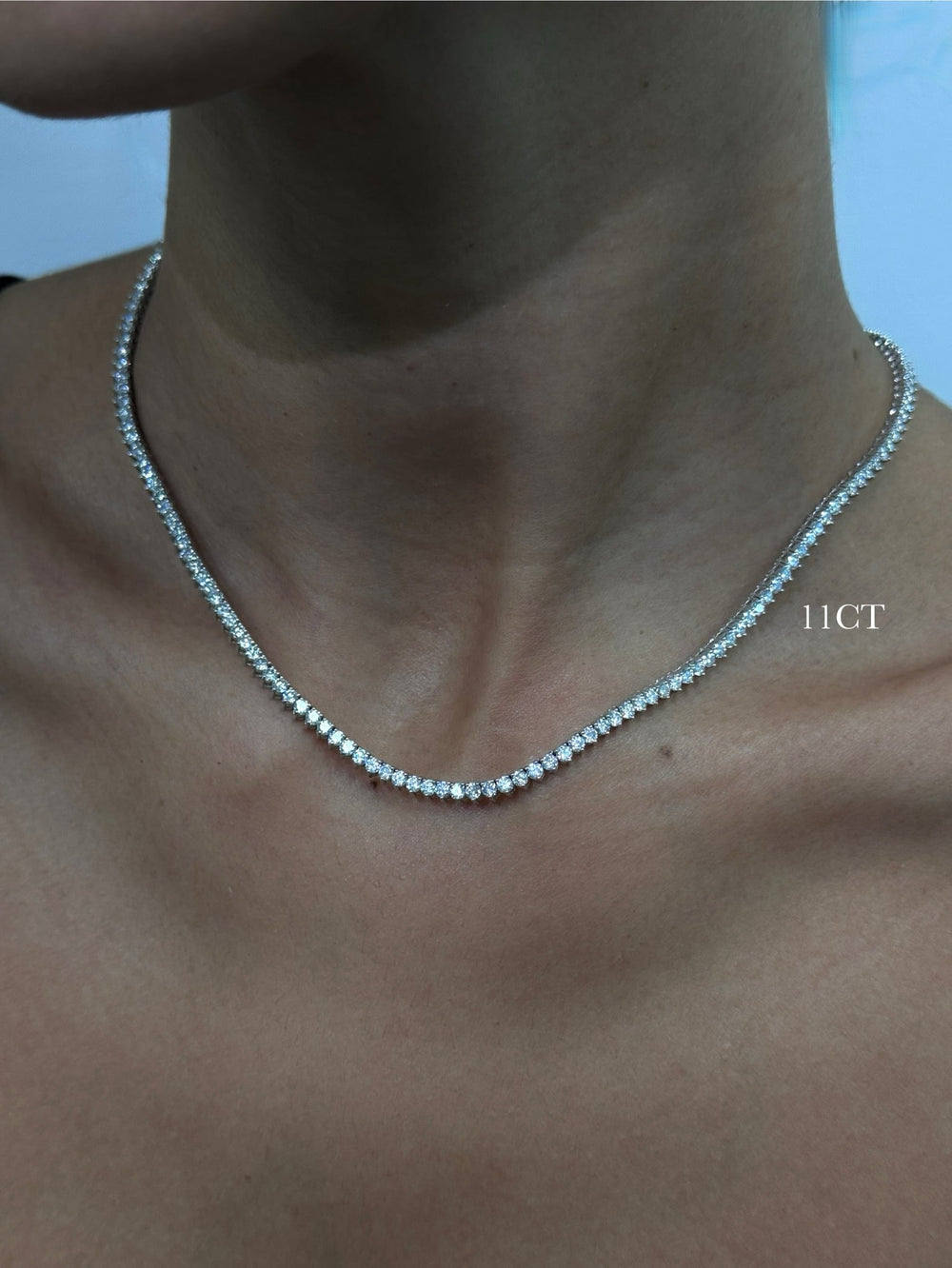 Martini Style Diamond Tennis Necklace 14K