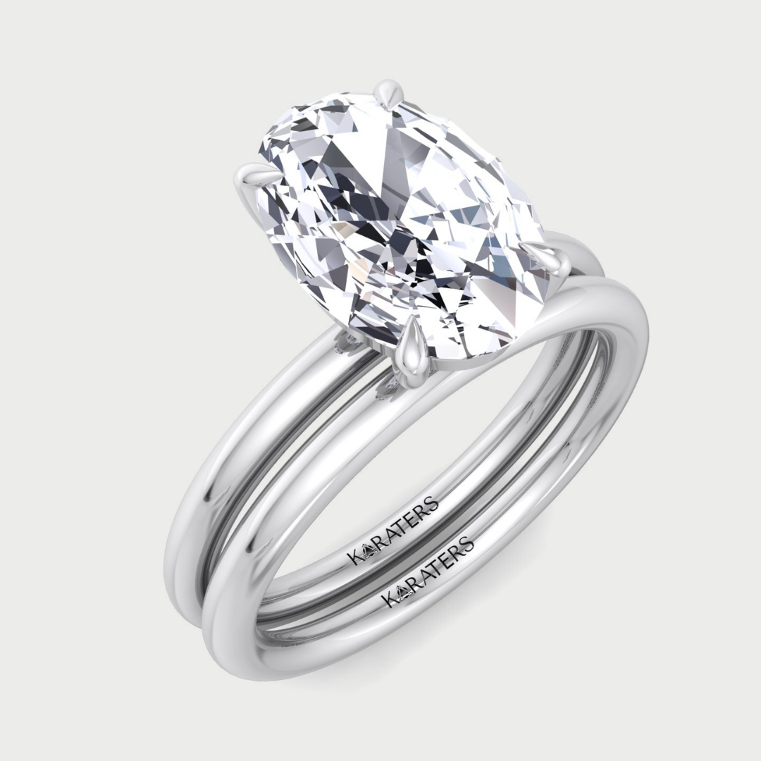 4CT Total Weight Oval Shape Lab Grown Diamond Wedding Set