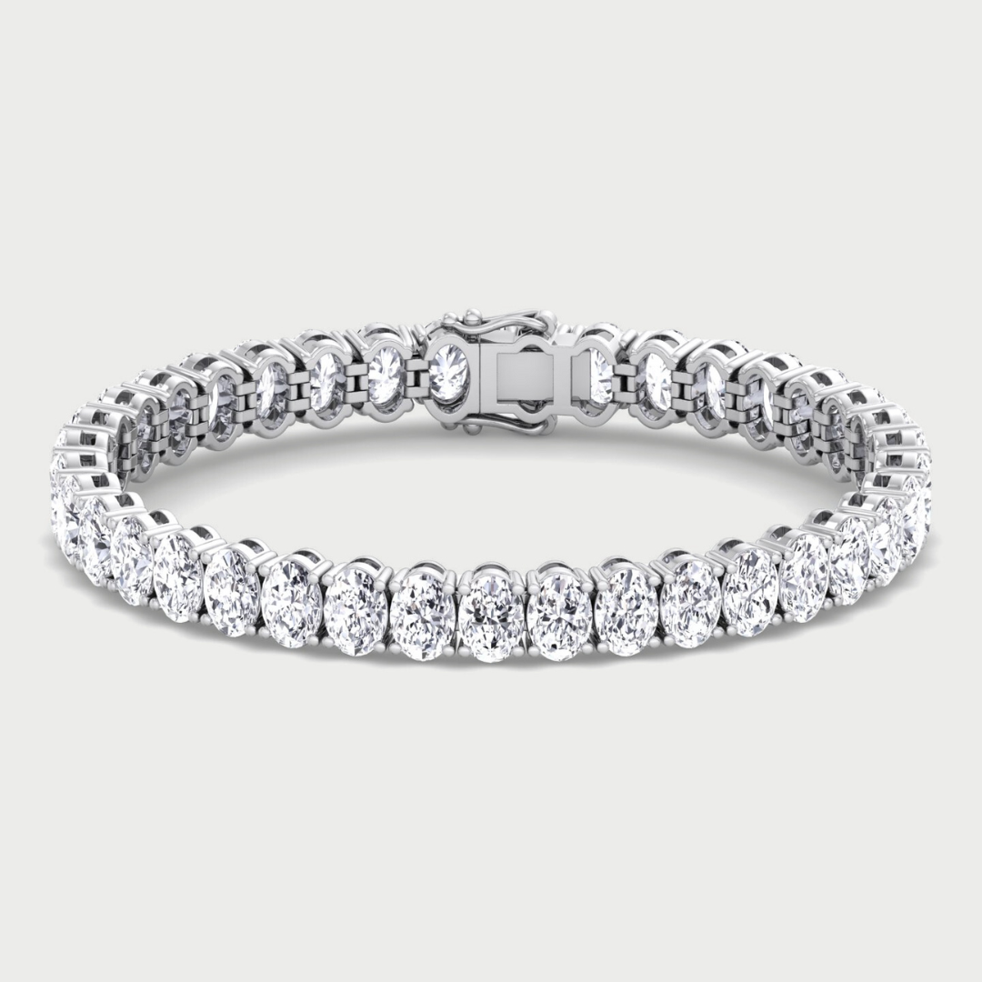 Oval Cut Lab-Grown Diamond Tennis Bracelet 14K Solid Gold