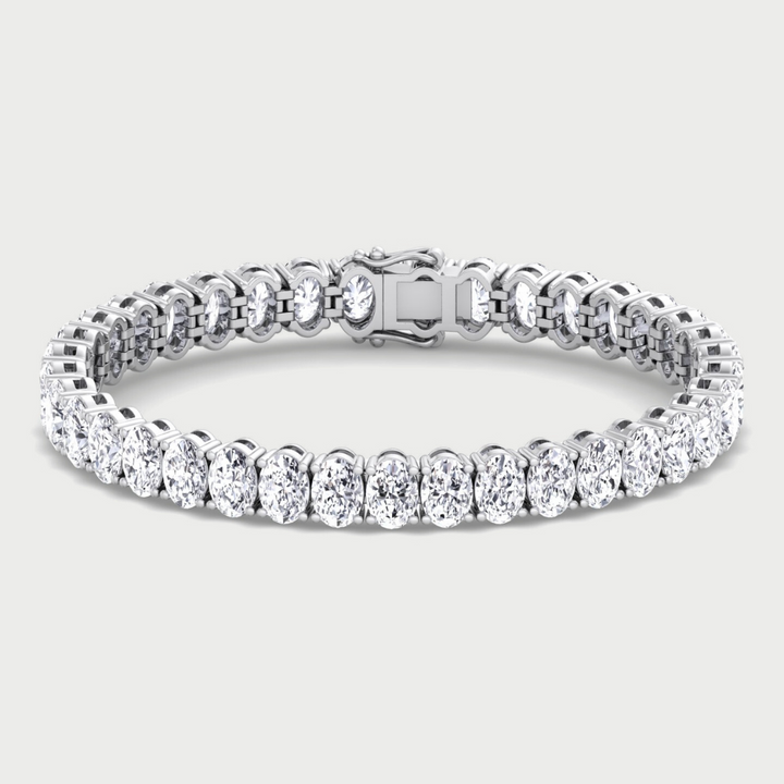Oval Cut Lab-Grown Diamond Tennis Bracelet 14K Solid Gold