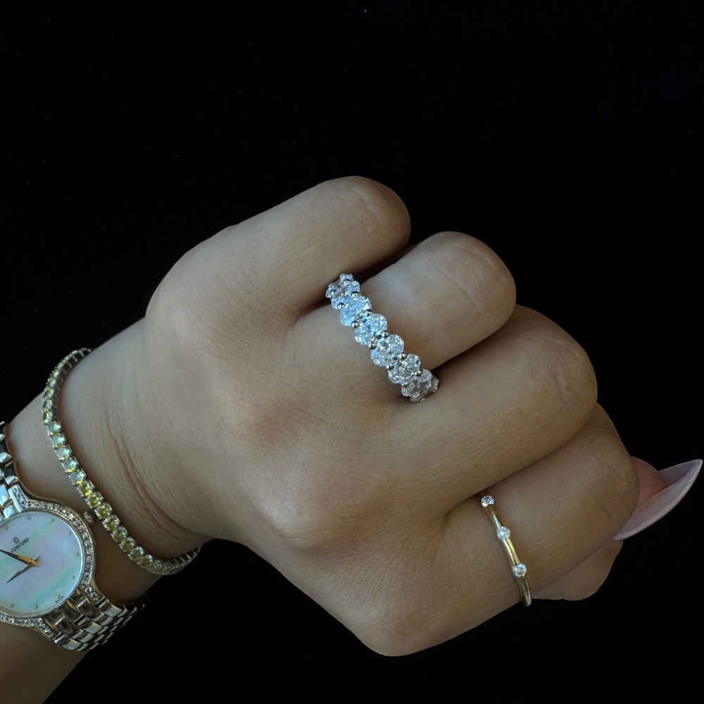 Oval and Round Cut Lab-Grown Diamond Eternity Band in Platinum, 2CT