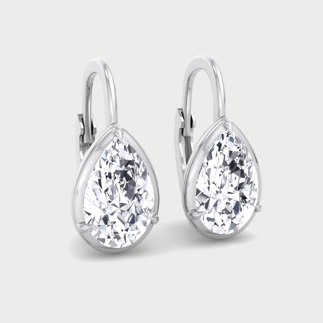 Pear Shape Lab Grown Diamond Solitaire Stud Dangle Earrings