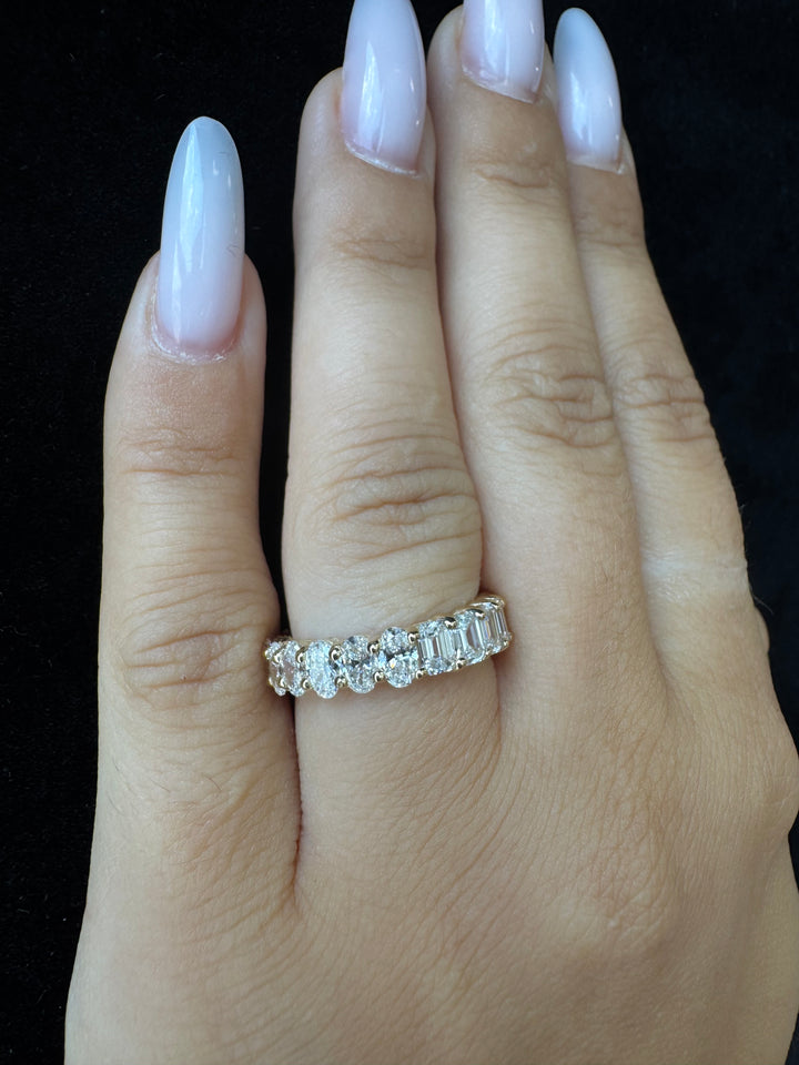 Double Shape - Emerald and Oval Cut Lab Grown Diamond Eternity Band