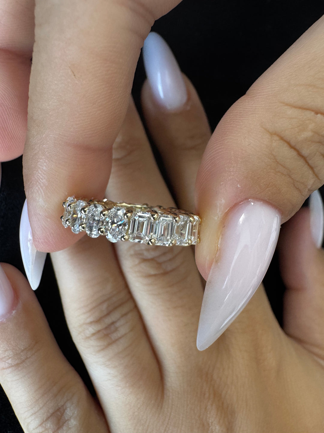 Double Shape - Emerald and Oval Cut Lab Grown Diamond Eternity Band