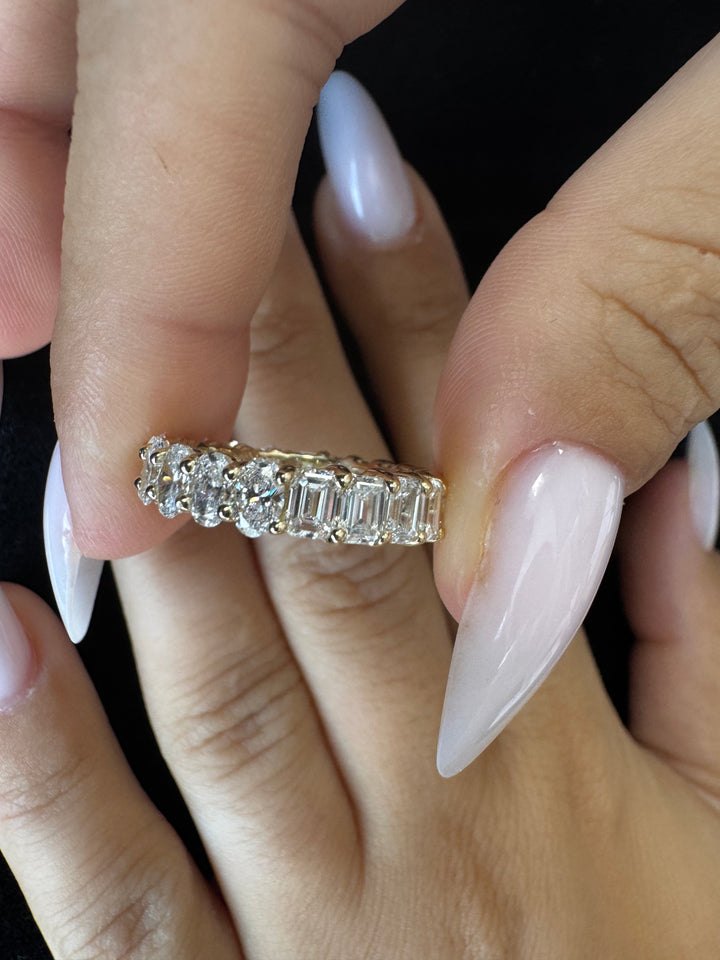 Double Shape - Emerald and Oval Cut Lab Grown Diamond Eternity Band