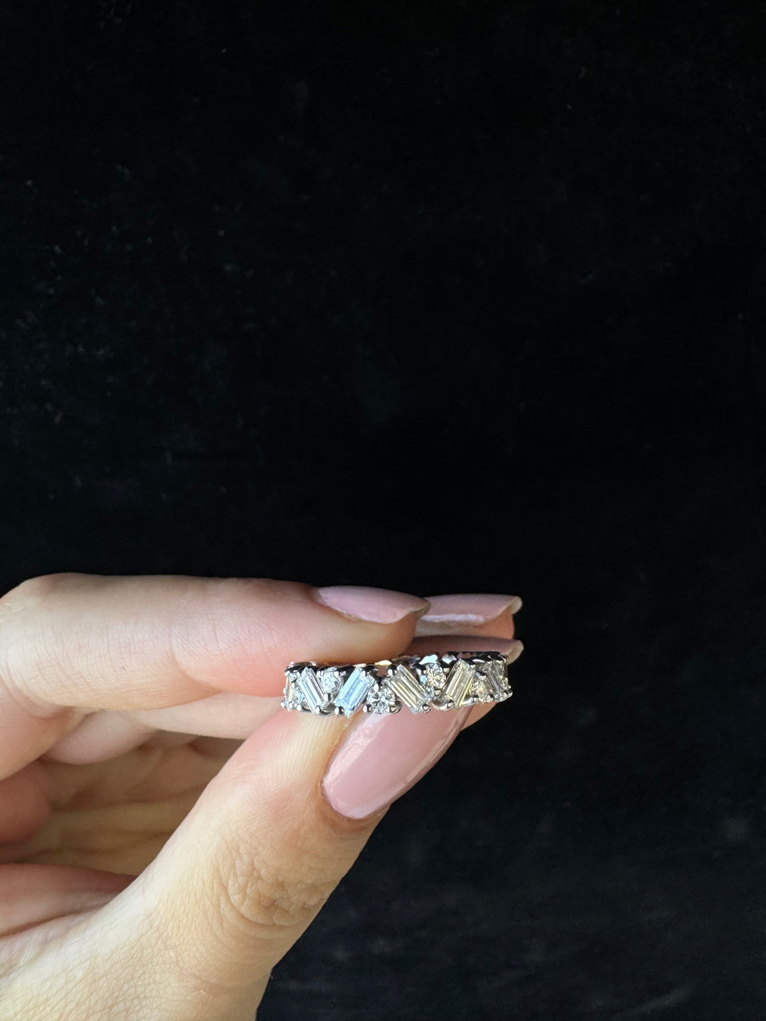 Round and Baguette Shape Lab Grown Diamond Offset Band