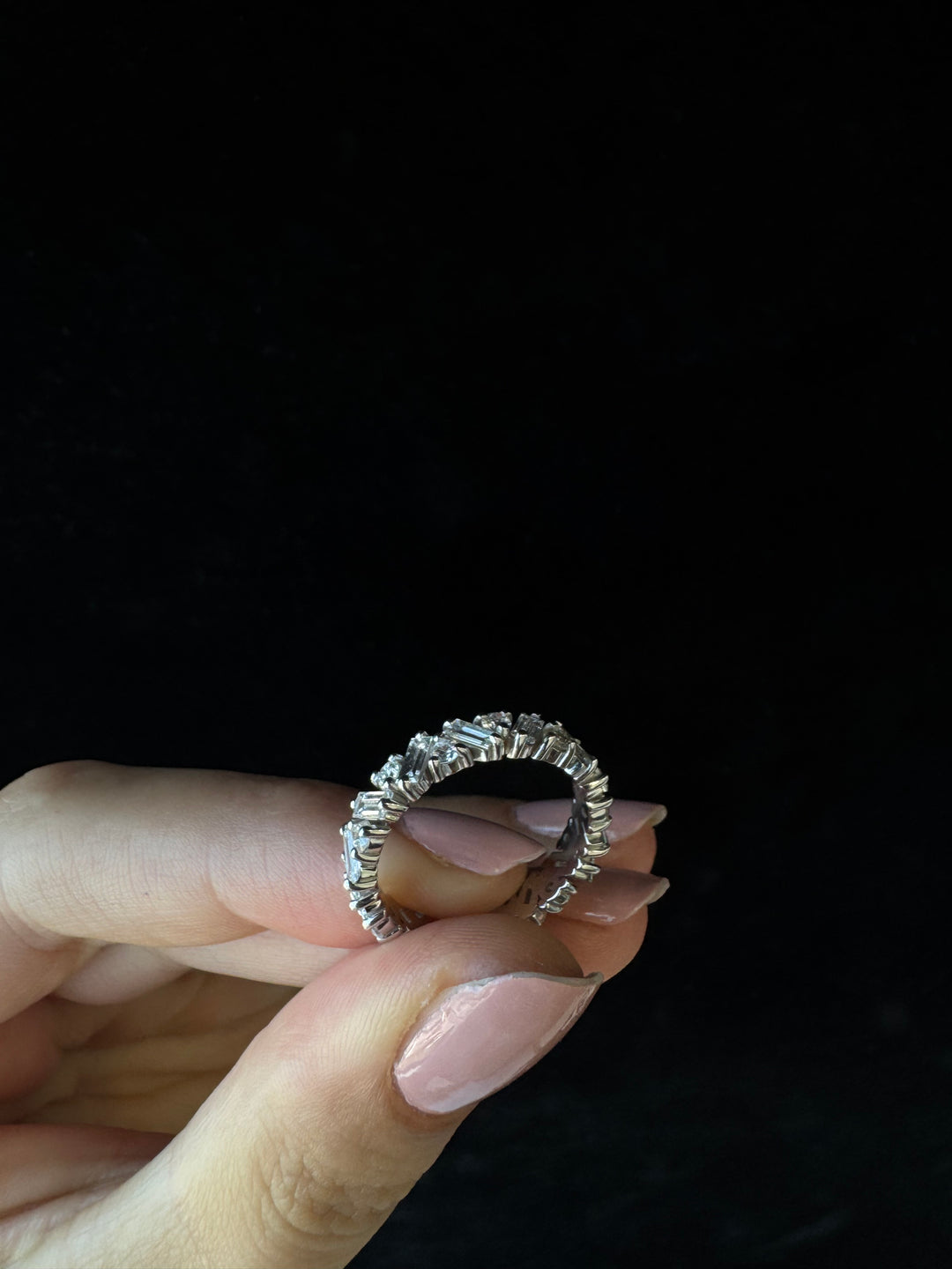 Round and Baguette Shape Lab Grown Diamond Offset Band