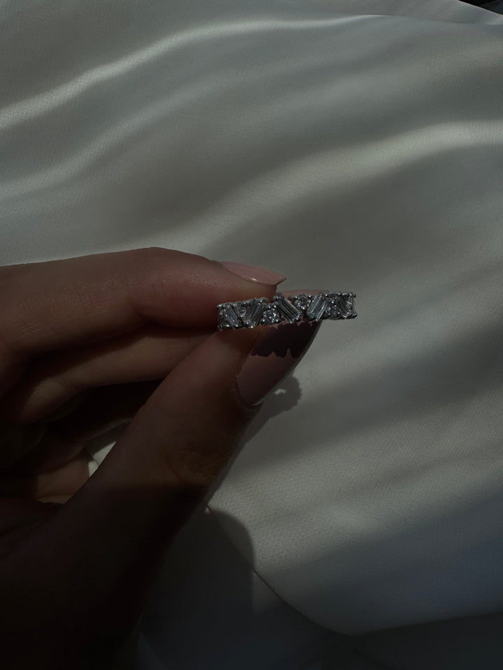 Round and Baguette Shape Lab Grown Diamond Offset Band