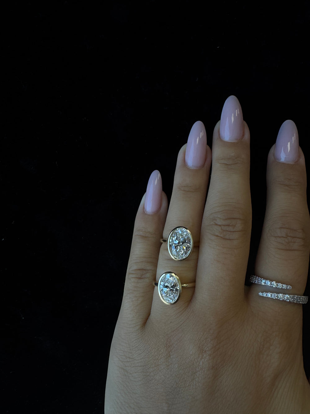 Bezel-Set Oval Cut Lab-Grown Diamond Engagement Ring in Platinum