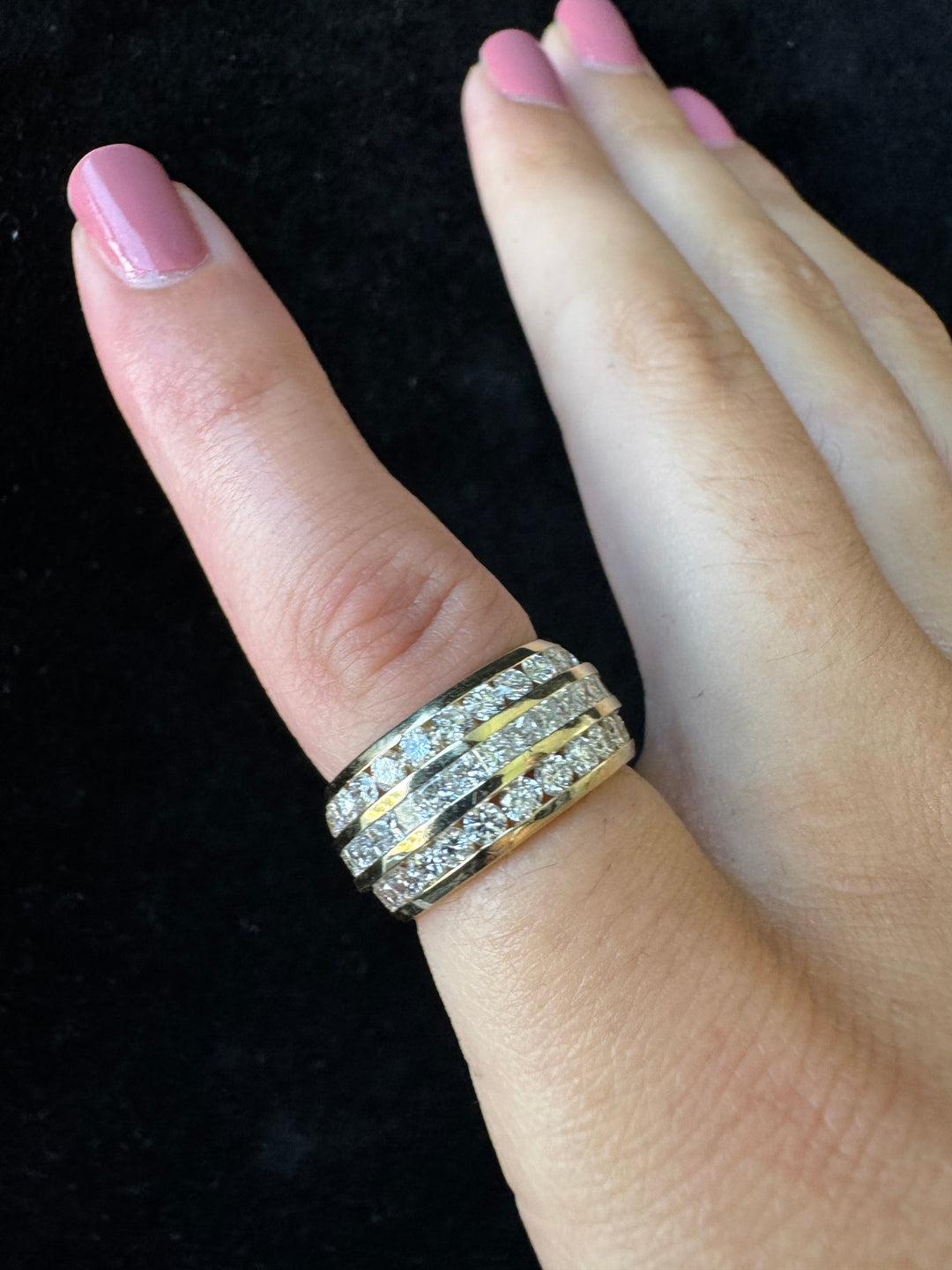 3 Row Channel Set Princess And Round Cut Lab Grown Diamond Eternity Band - Lifestyle