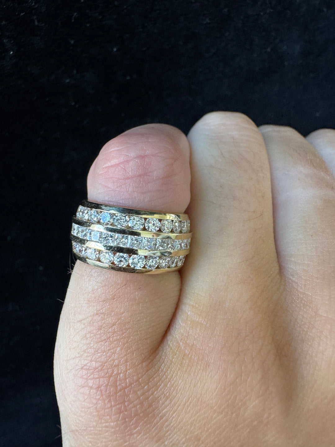 3 Row Channel Set Princess And Round Cut Lab Grown Diamond Eternity Band - Image