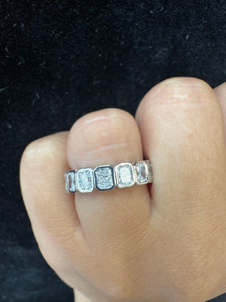 Bezel Set Radiant Shape Lab Grown Diamond Eternity Band 18K