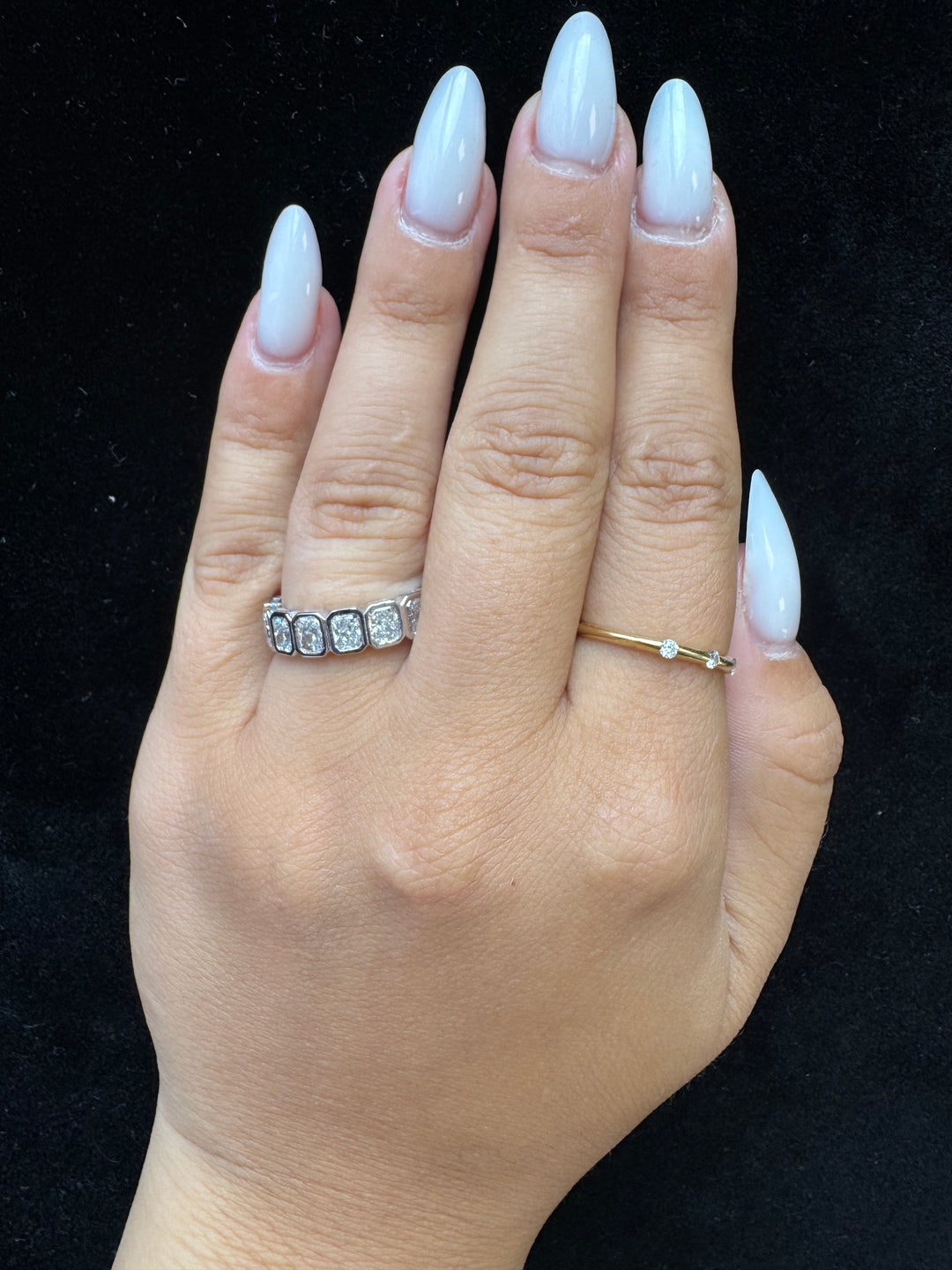 Bezel Set Radiant Shape Lab Grown Diamond Eternity Band 14K