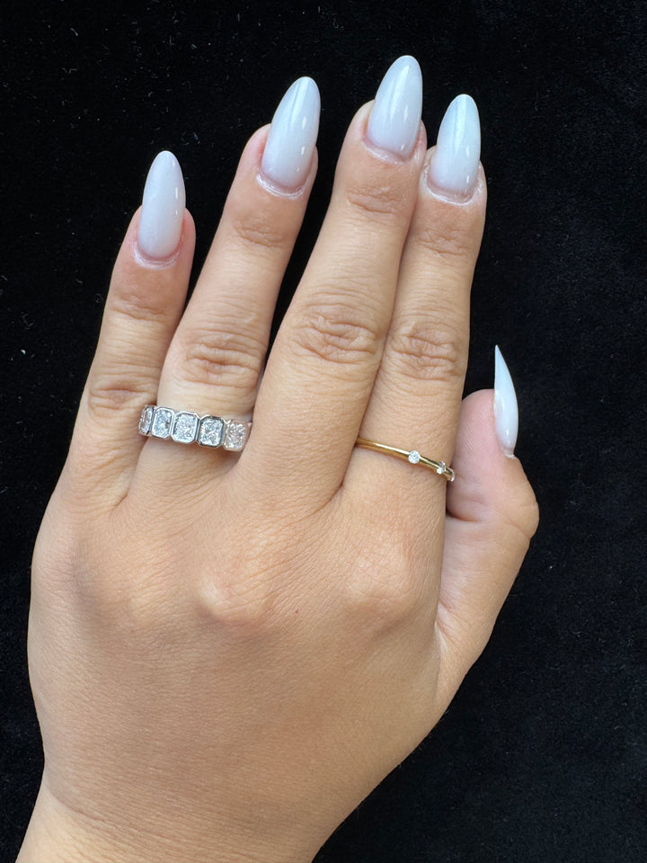 Bezel Set Radiant Shape Lab Grown Diamond Eternity Band 14K 18K White Gold