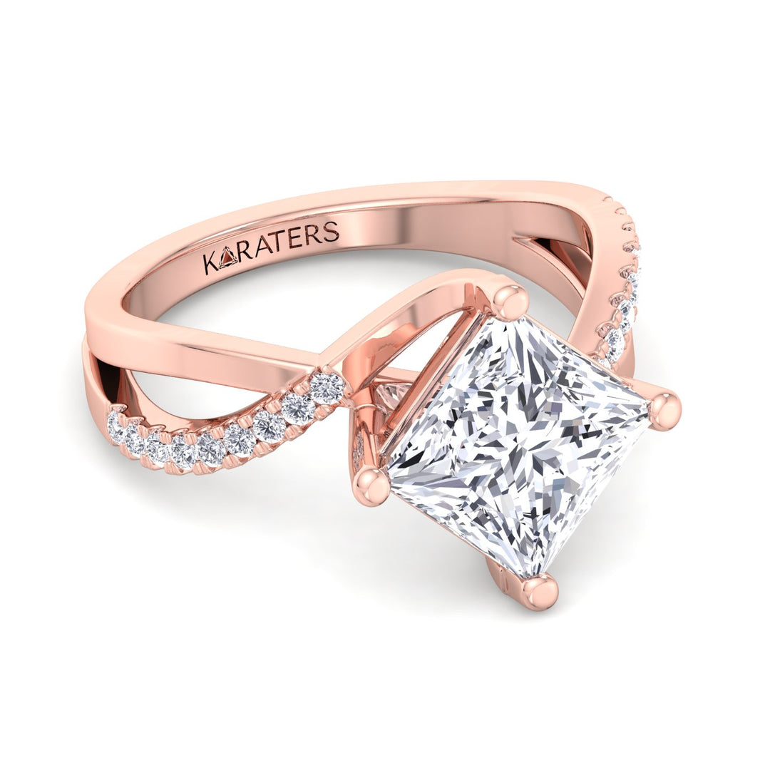 Princess Diamond Rose Ring Wrap SideStones