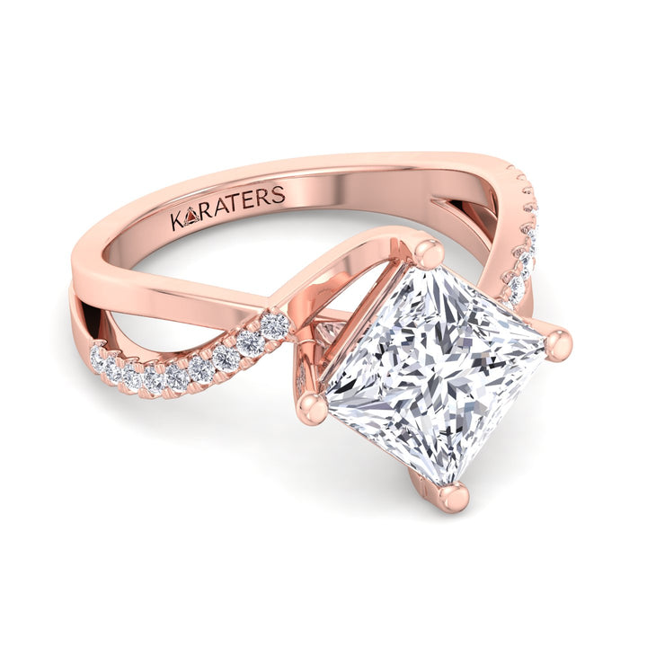 Princess Diamond Rose Ring Wrap SideStones