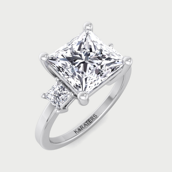 Princess Lab Diamond Solitaire Engagement Ring With A Halo