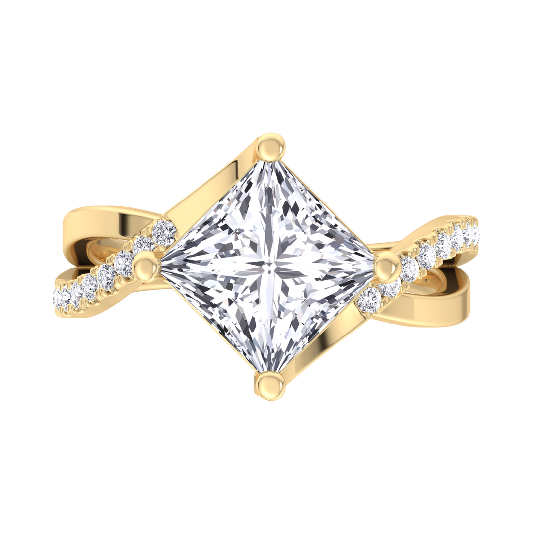 Princess Lab Diamond Yellow Ring Wrap SideStones