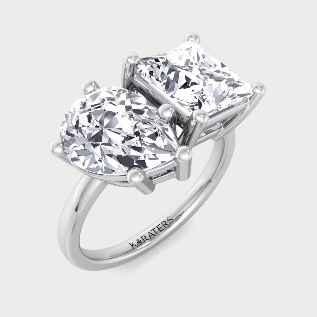 Princess & Pear Cut Grown Diamond Solitaire Engagement Ring