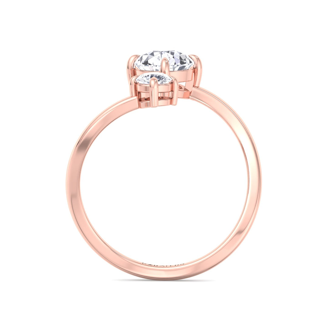 Princess & Round Lab Diamond Open Ring Rose