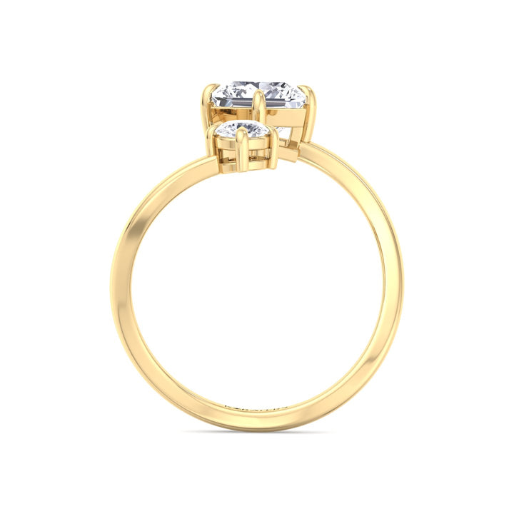 Princess & Round Lab Diamond Open Ring Yellow