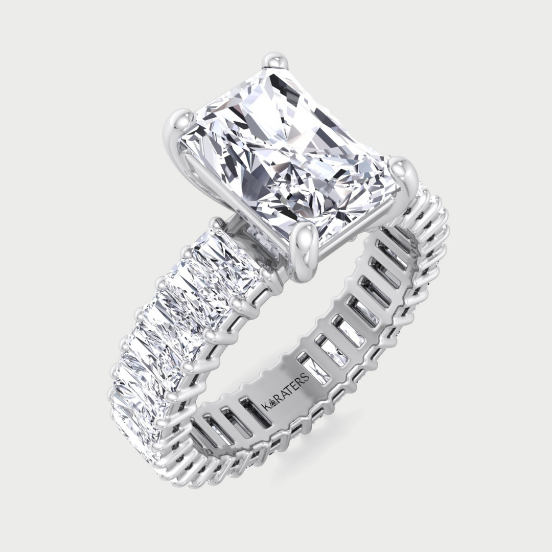 radiant cut lab-grown diamond eternity engagement ring