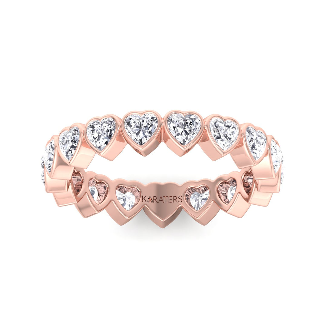 Bezel Set Heart Shape Lab Grown Diamond Eternity Band