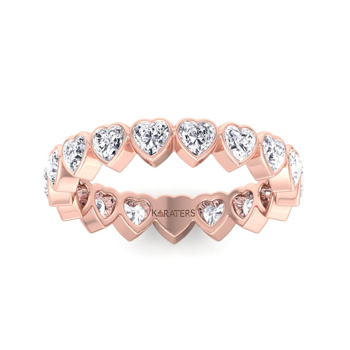 Bezel Set Heart Shape Lab Grown Diamond Eternity Band