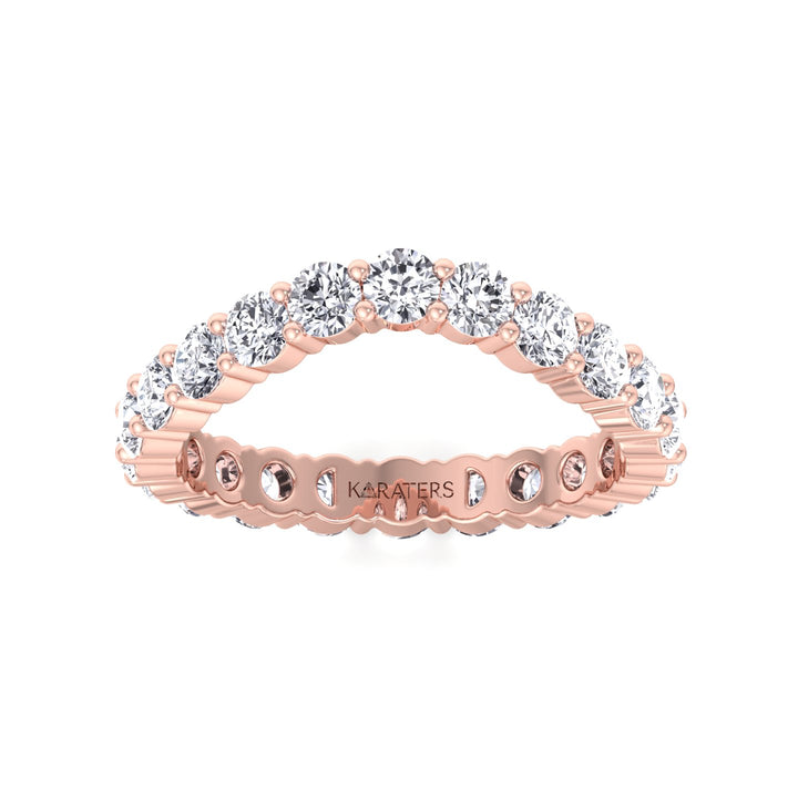 Round Shape Lab Grown Diamond Curved Eternity Band
