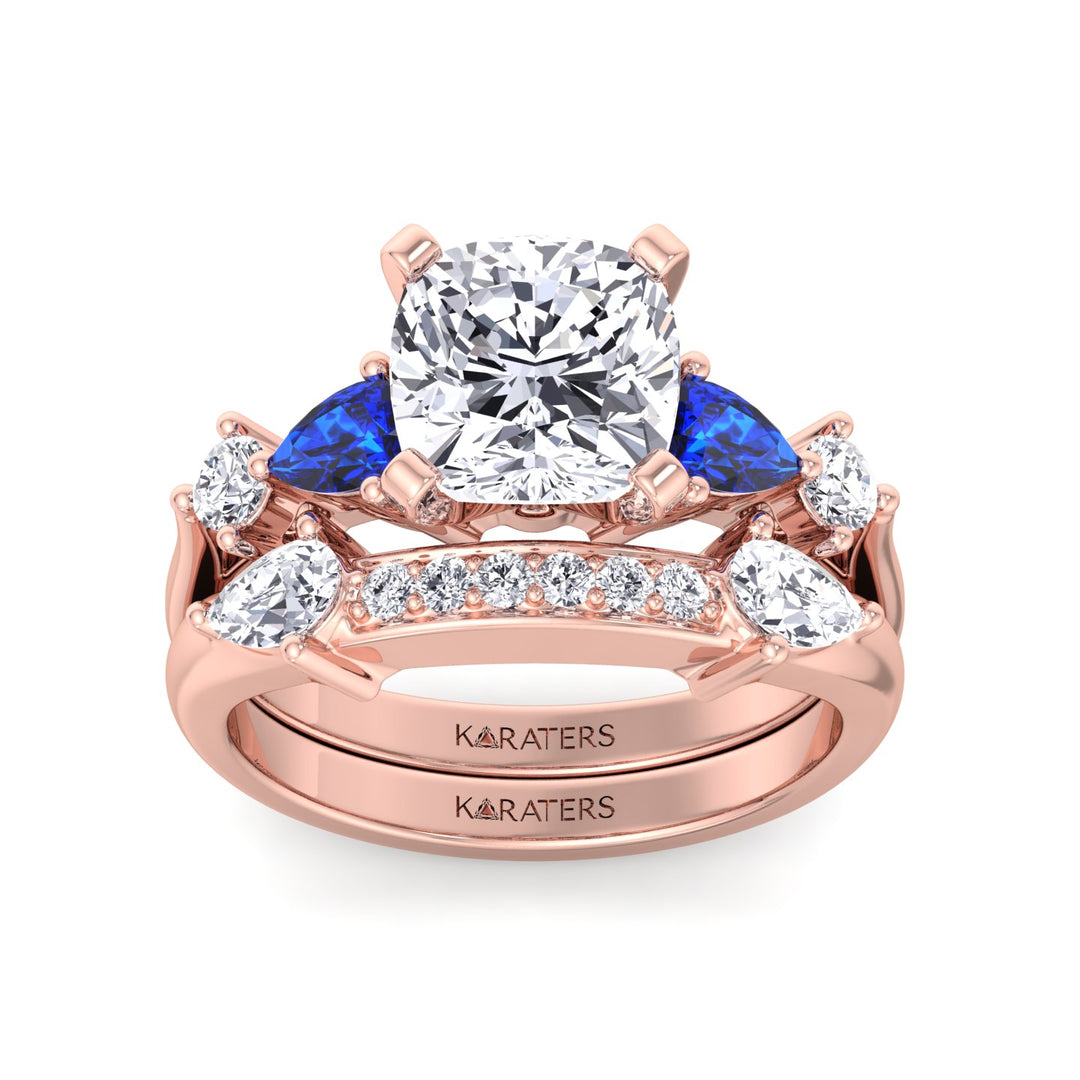 3.95CT Total Weight Multi Shape Lab Grown Diamond Wedding Set Rose Gold 18K
