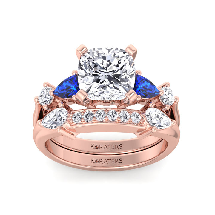 3.95CT Total Weight Multi Shape Lab Grown Diamond Wedding Set Rose Gold 18K
