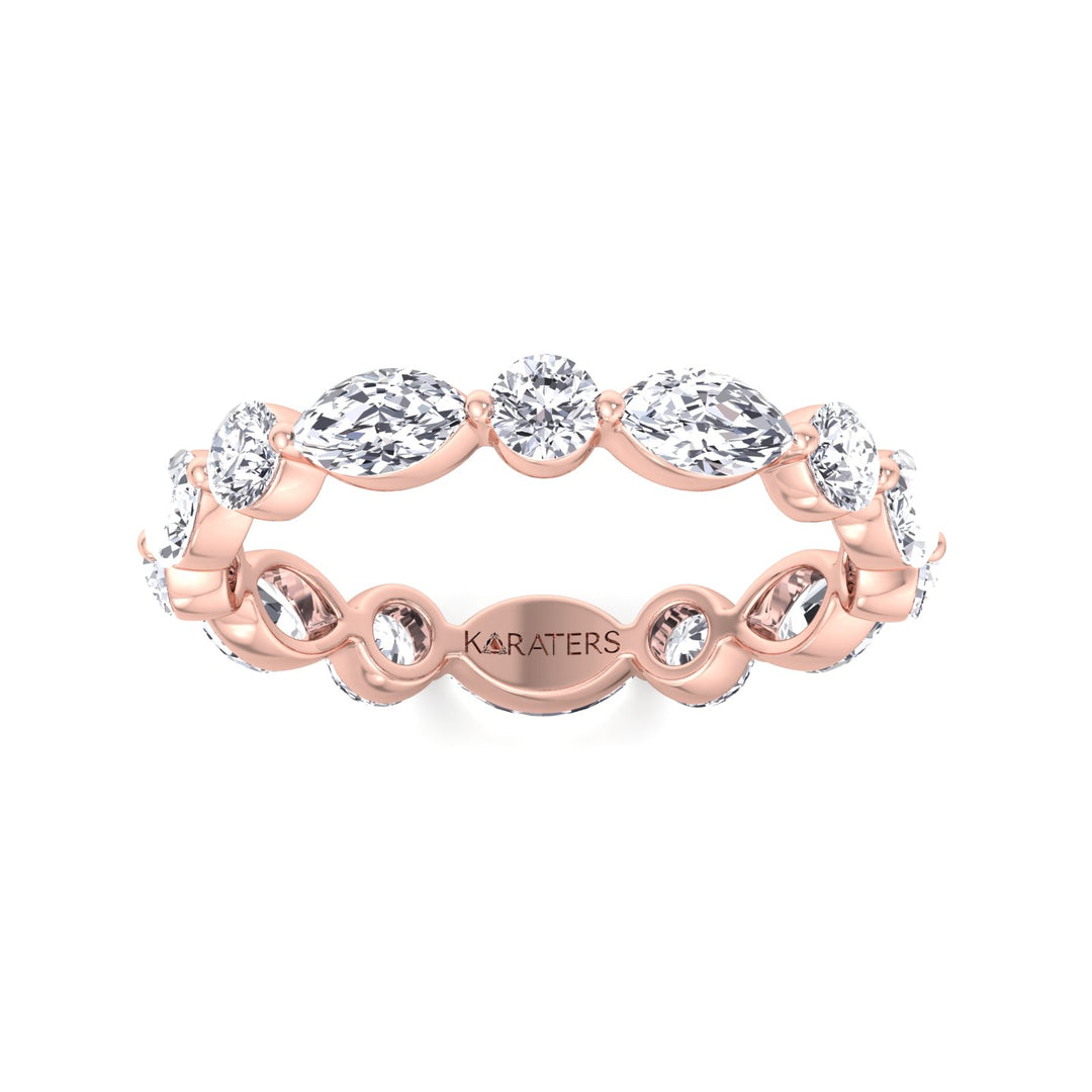 Round and Marquise Shape Lab Grown Diamond Eternity Band