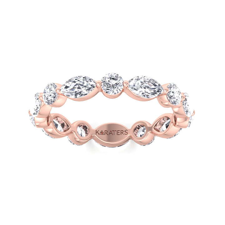 Round and Marquise Shape Lab Grown Diamond Eternity Band