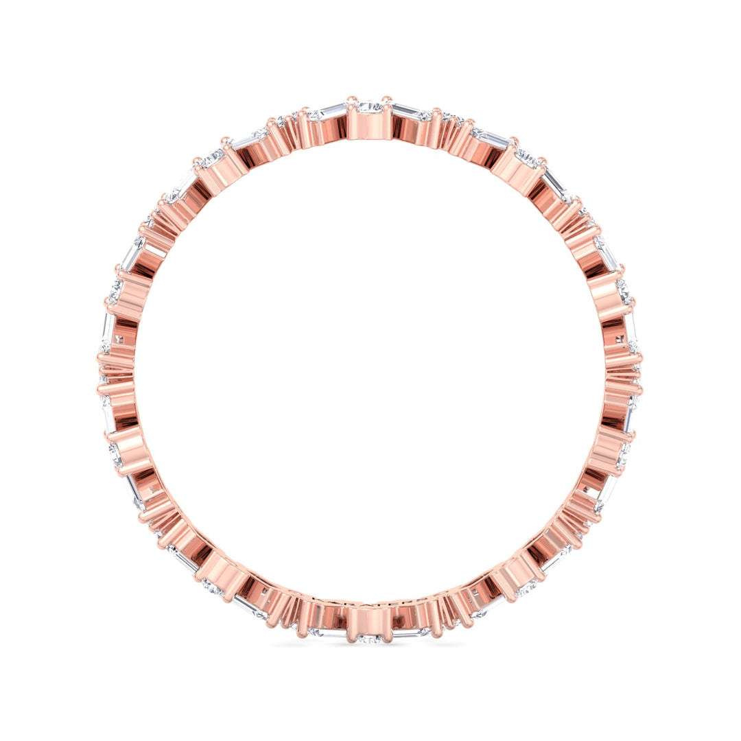 Round and Baguette Shape Lab Grown Diamond Offset Band