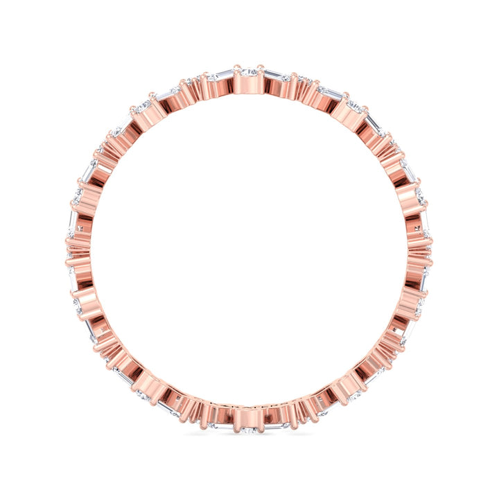 Round and Baguette Shape Lab Grown Diamond Offset Band