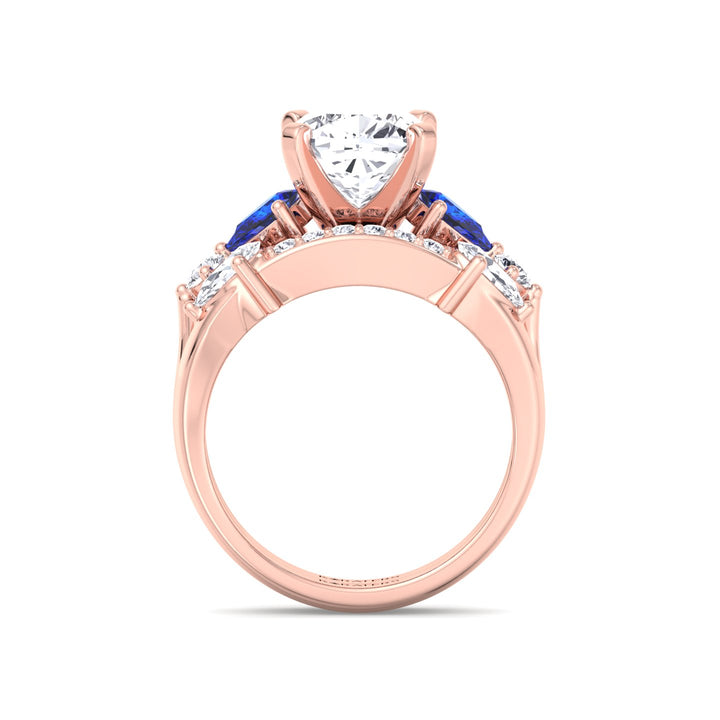 3.95CT Total Weight Multi Shape Lab Grown Diamond Wedding Set Rose Gold