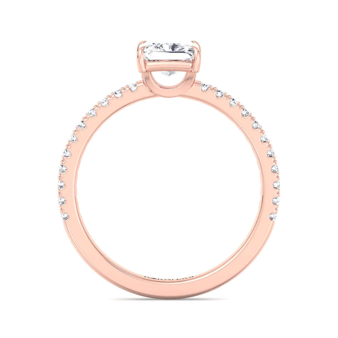 Princess Cut Lab Grown Diamond Engagement Ring with Pave Band