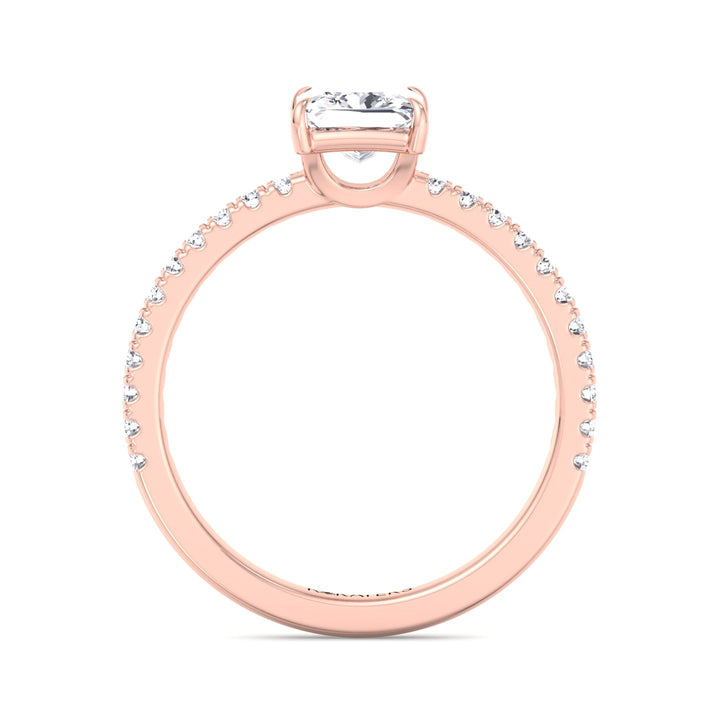 Princess Cut Lab Grown Diamond Engagement Ring with Pave Band