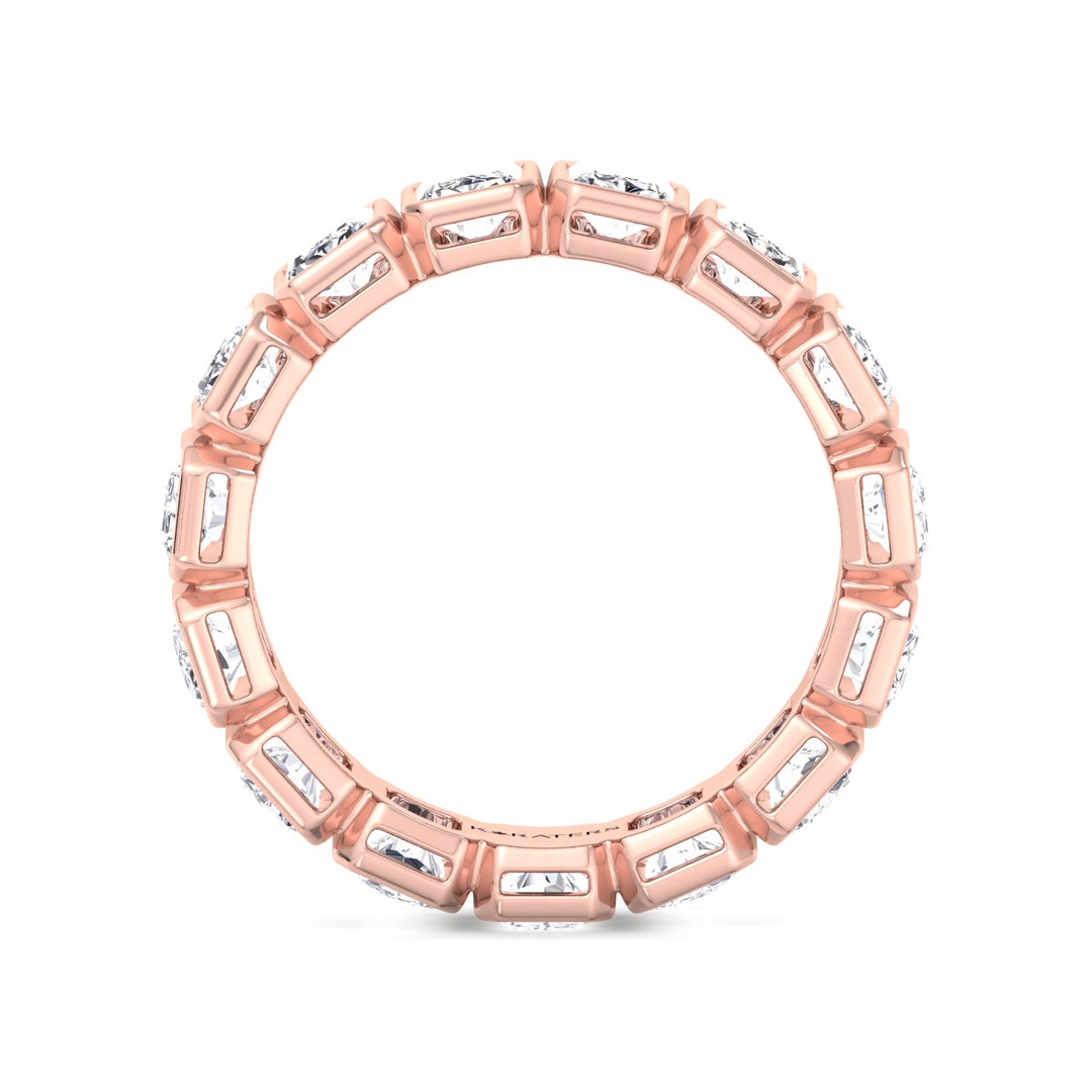 Bezel Set Radiant Shape Lab Grown Diamond Eternity Band Rose