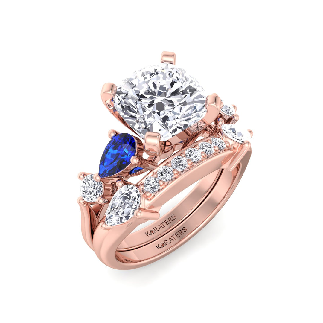 3.95CT Total Weight Multi Shape Lab Grown Diamond Wedding Set Rose Gold 14K